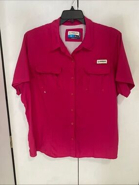 Magellan Outdoors Short Sleeve Button Shirt - Bright Pink 2